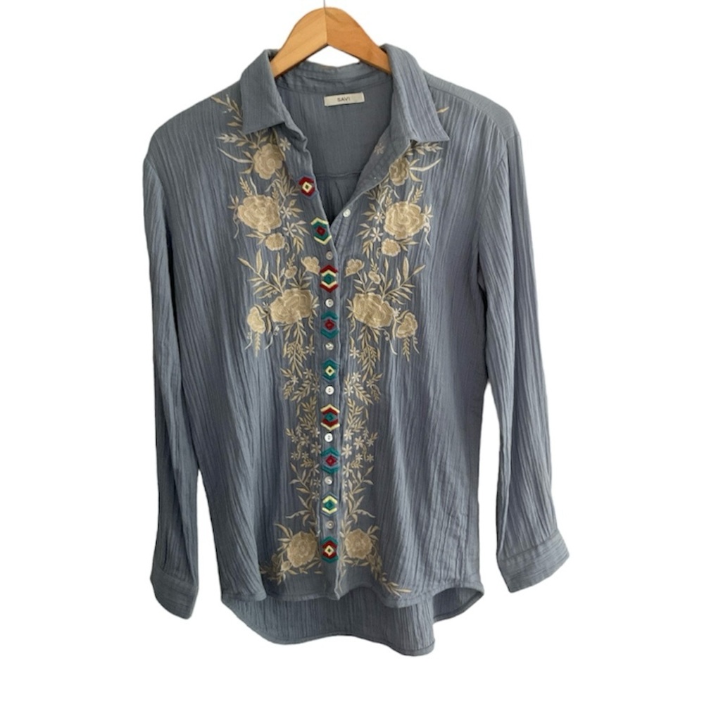 Savi Long Sleeve Embroidered Top